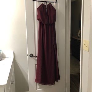 Watters wine halter bridesmaid dress, size 8
